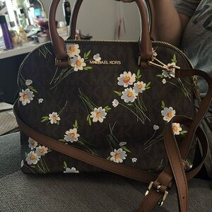 Brown flowered Michael Kors crossbody